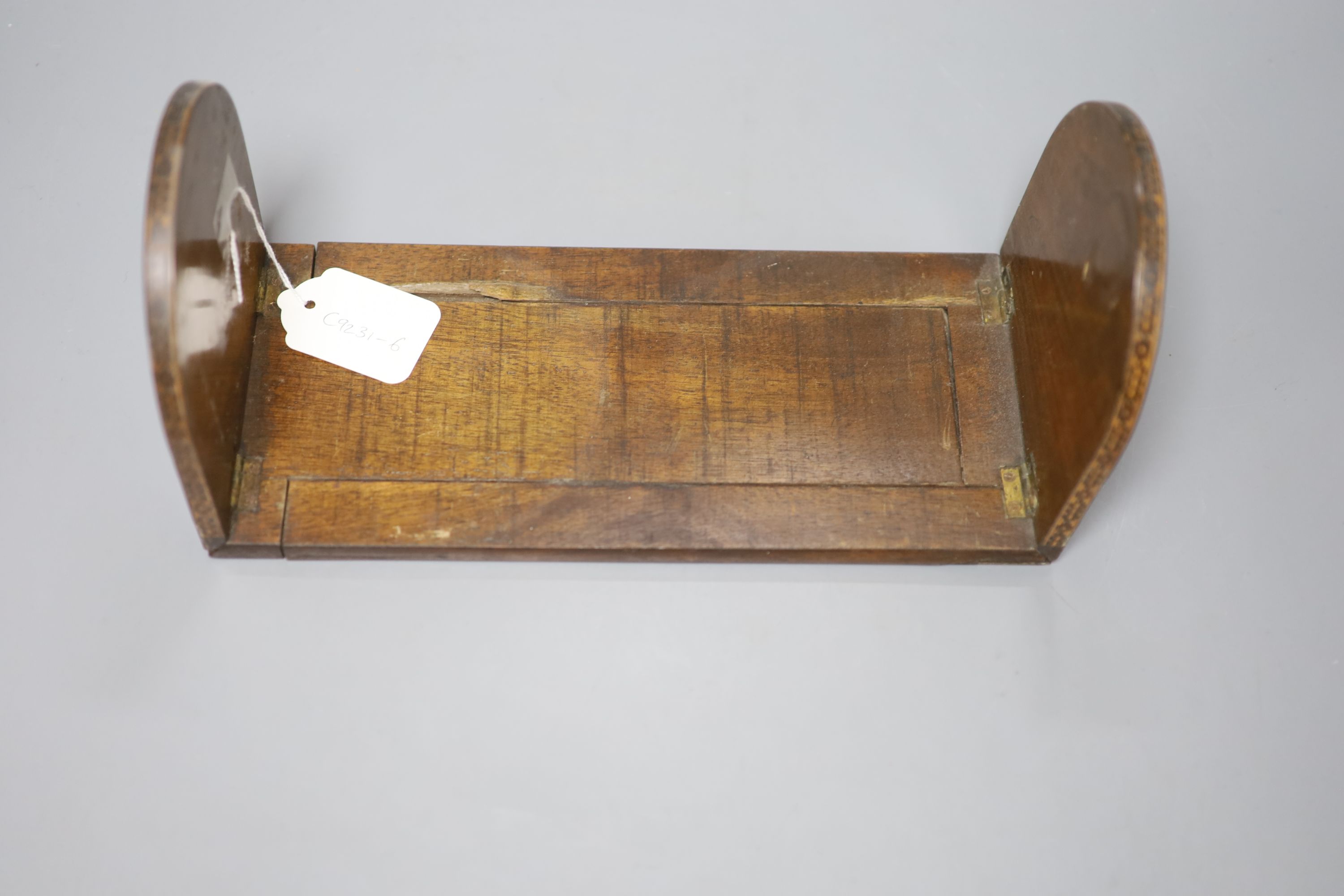 A Tunbridge ware rosewood bookslide, late 19th century, 28cm